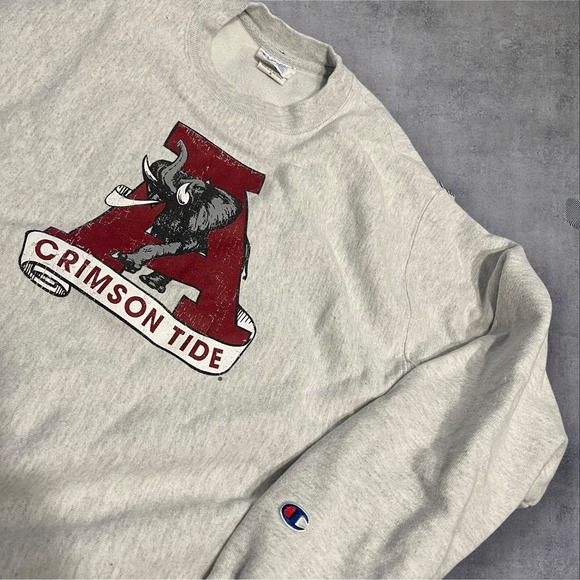 Vtg Champion Reverse Weave Alabama Crimson Tide Crewneck Sweatshirt Medium - Picture 2 of 4